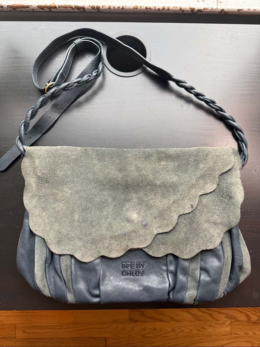 See By Chloe Scalloped Flap Suede Crossbody - Dark Gray - Picture 4 of 17